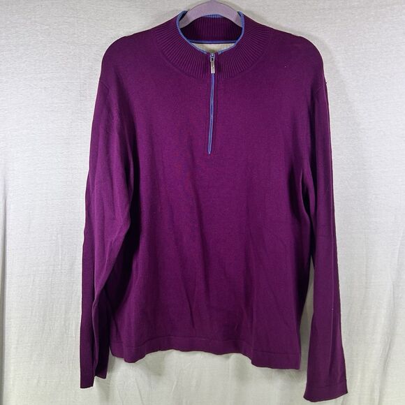 Tommy Bahama Other - Tommy Bahama Cashmere Blend 1/4 zip Sweater‎ Long Sleeve Men's XLARGE Mulberry